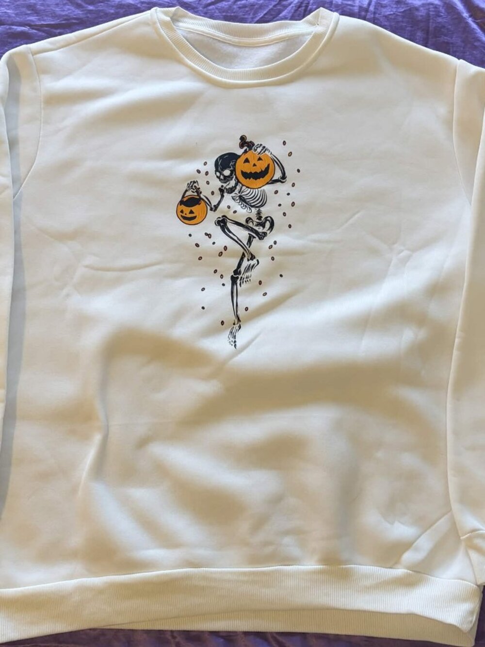 Halloween Skeleton Pumpkin Dancing Sweater Womens XL Spooky Fall Graphic